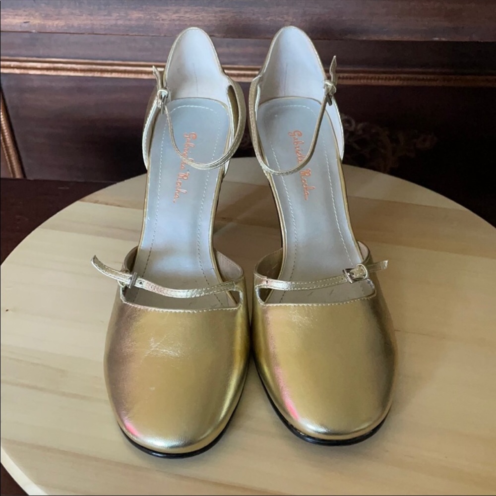 Gold leather Mary Janes by Gabriella Rocha 8 M